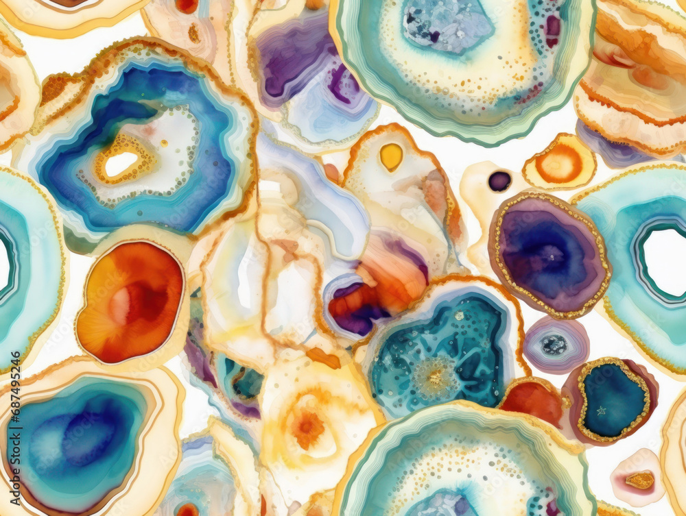 Seamless pattern of agate slices