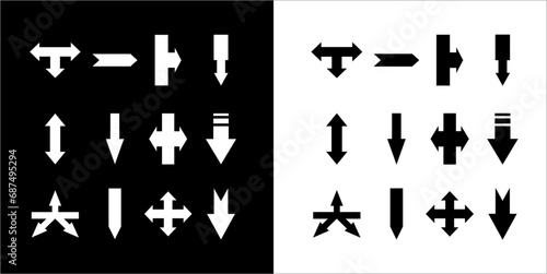 Illustration vector graphics a set of arrow icons