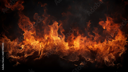 Captivating Conceptual Image of Fiery Blaze on a Dark Background - Dynamic Flames Igniting with Passion and Intensity, Creating an Atmosphere of Heat and Energy.