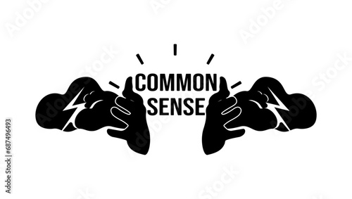 Common sense symbol, hands part the clouds