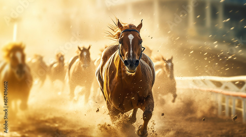 Generative Gallop: Horses Racing Across the Racetrack in Energetic Display