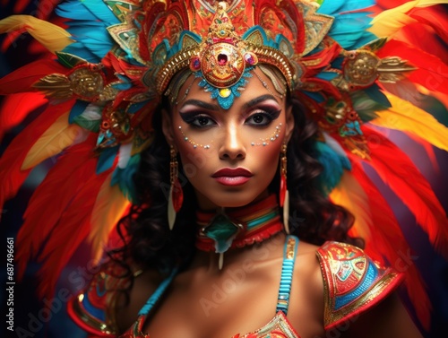 A very beautiful Brazilian girl look in camera, carnival in Rio de Janeiro