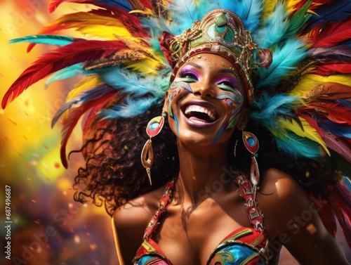 A very beautiful Brazilian girl look in camera, carnival in Rio de Janeiro