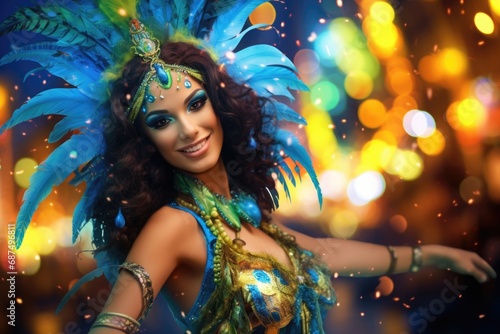 A very beautiful Brazilian girl look in camera, carnival in Rio de Janeiro