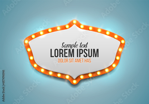 Shining retro billboard. Vintage bright sign board for your design. Vector illustration.
