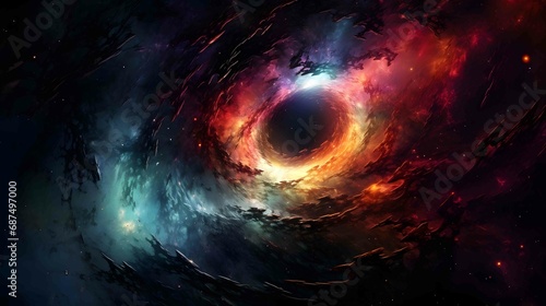 painting of a black hole in space