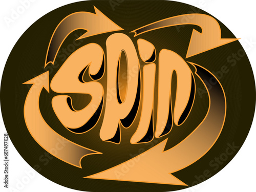 Spin sign with arrow. Vector illustration, eps 10 for the design of stickers, logotypes, labels and interiors of night and permanent clubs
