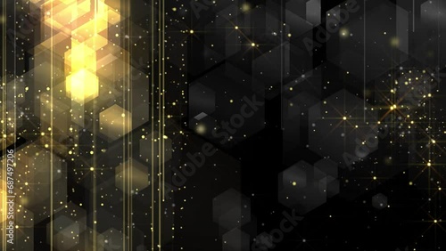 Golden award background, golden particles, festive background photo