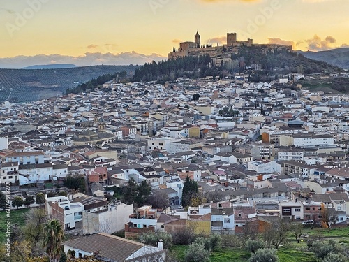 View of Alcalá la Real at sunset in the province of Jaen