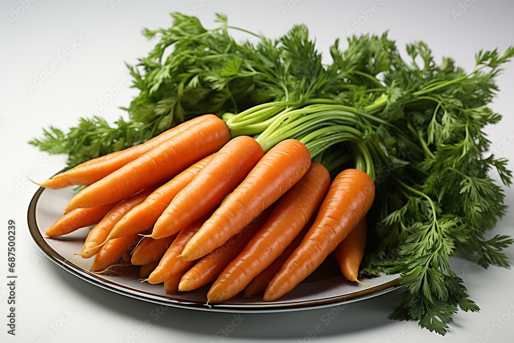 Crisp and Colorful: Vibrant Carrots on Pristine White Crisp and Colorful: Vibrant Carrots on Pristine White