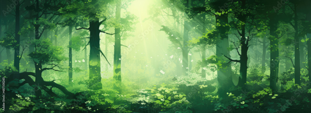 Obraz premium sun rays in the forest