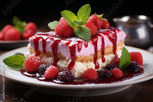 Delectable Strawberry Cheesecake: Tempting Delight on a Pristine White Background