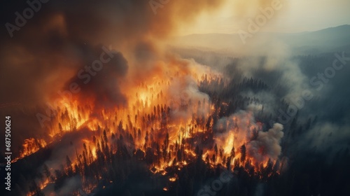Extensive forest fires background wallpaper AI generated image © anis rohayati