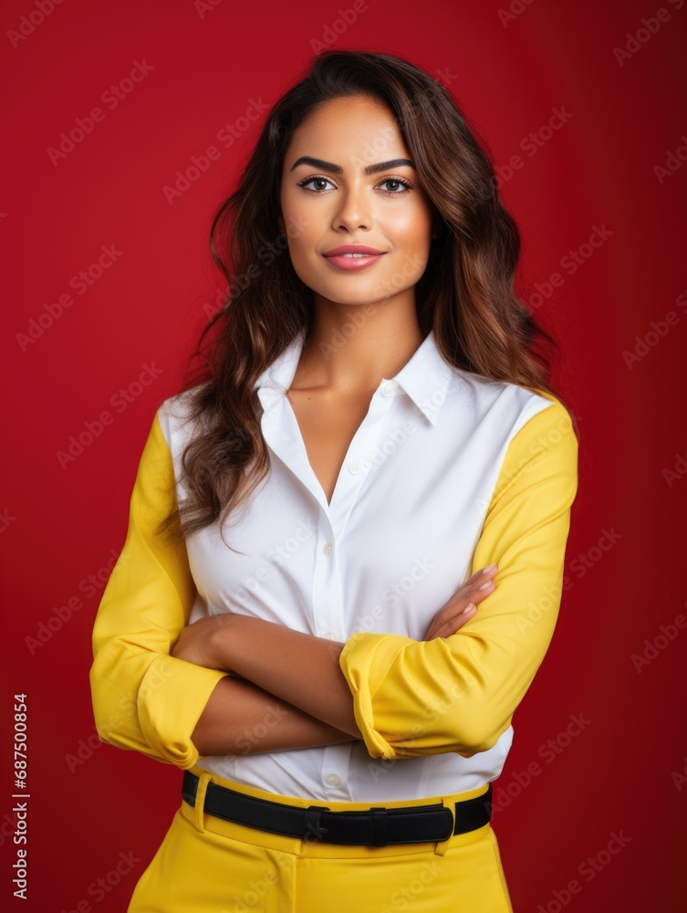 A portrait photo of a young realistic smiling hot business woman for the team of a website A portrait photo of a young realistic smiling hot business woman for the team of a website