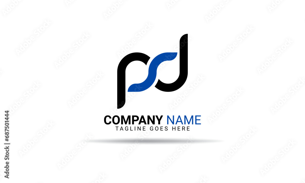 Initial PD and PSD letter colorful logo design vector icon illustration