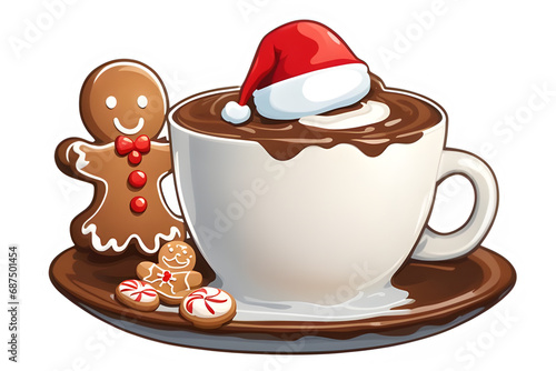 Wallpaper Mural Christmas Hot Chocolate Clipart Graphic.on white background. Torontodigital.ca