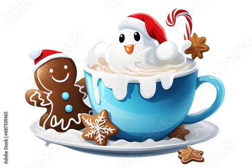 Wallpaper Mural Christmas Hot Chocolate Clipart Graphic.on white background. Torontodigital.ca