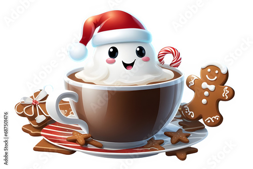 Wallpaper Mural Christmas Hot Chocolate Clipart Graphic.on white background. Torontodigital.ca
