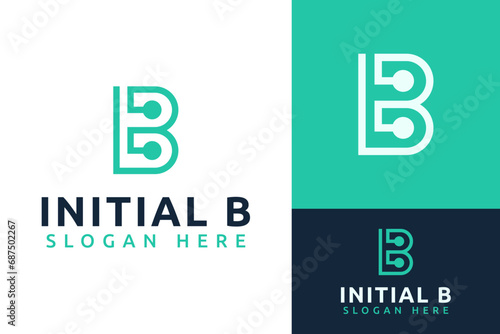 Initial Monogram Letter B Digital System Line Connect Internet Logo Design Branding Template