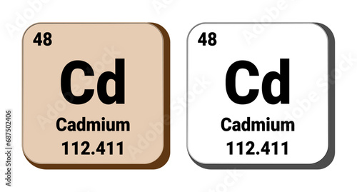 Cd, Cadmium element vector icon, periodic table element. Vector illustration EPS 10 File. Isolated on white background.