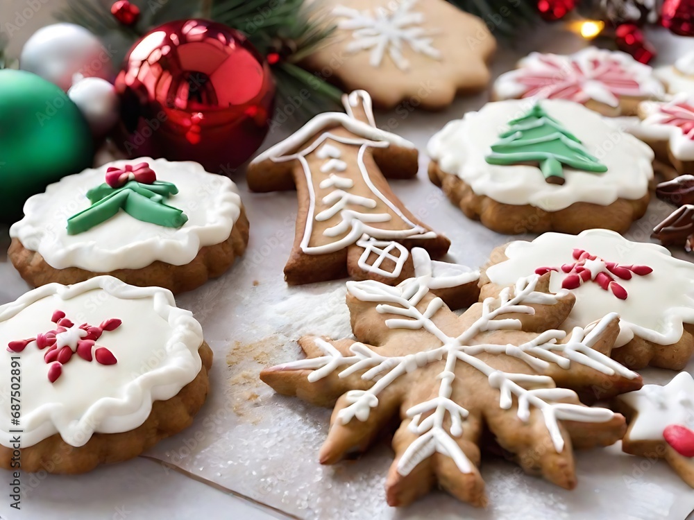 christmas gingerbread cookies Clear Image,Highly Details,Generative Ai