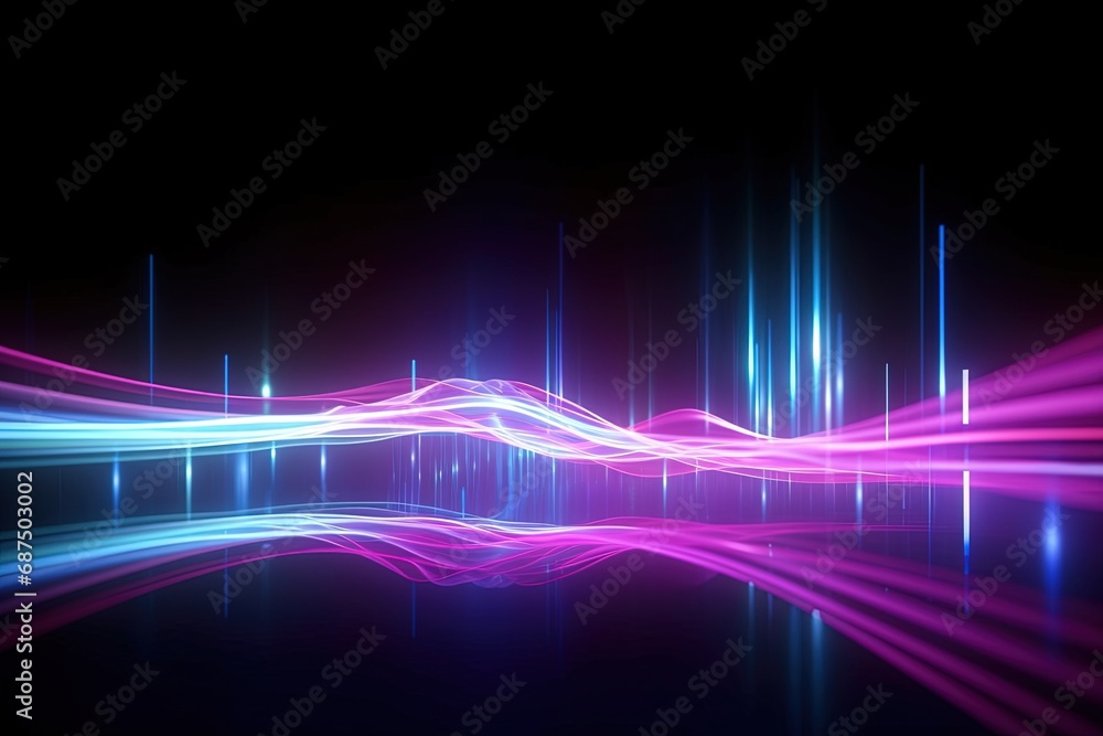 Naklejka premium Cyber Motion Pink Blue Neon Fantasy Speeding Lights Abstract DataTransfer
