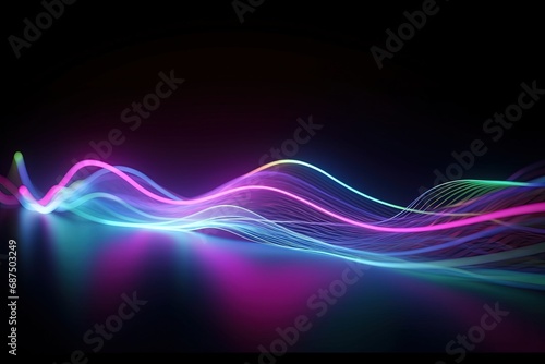 Cyber Motion Pink Blue Neon Fantasy Speeding Lights Abstract DataTransfer