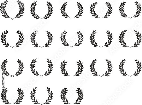 Set of laurel wreath logo icon