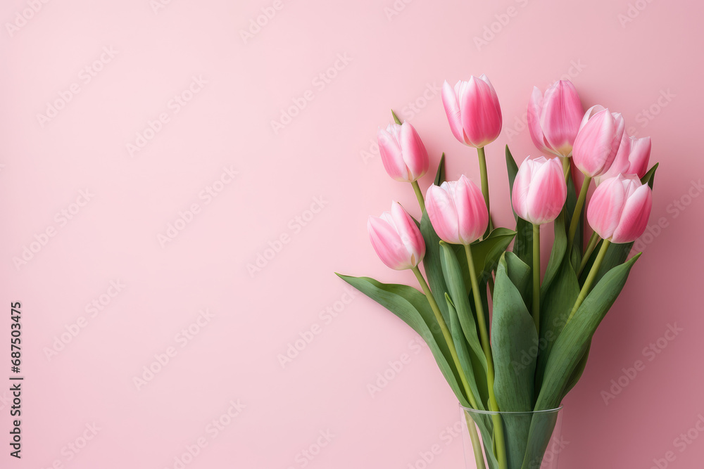Obraz premium pink tulips on white background