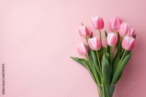 pink tulips on white background © lc design