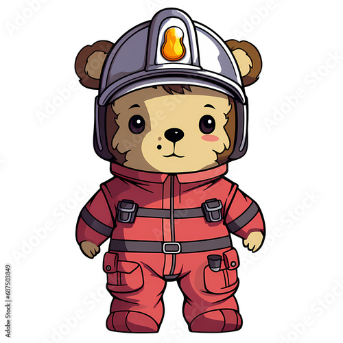 Cute Teddy Bear Firefighter Clipart Illustration
