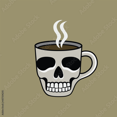 Skull coffee cup. vector illustration design