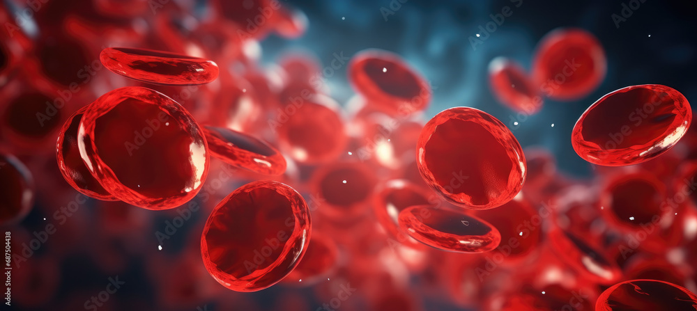 red cells flowing through vein red cells flowing through vein