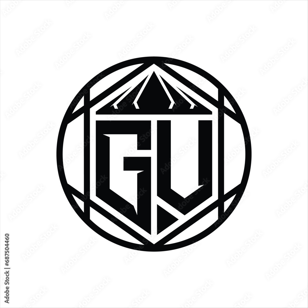 GV Letter Logo monogram hexagon slice crown sharp shield shape isolated circle abstract style design GV Letter Logo monogram hexagon slice crown sharp shield shape isolated circle abstract style design