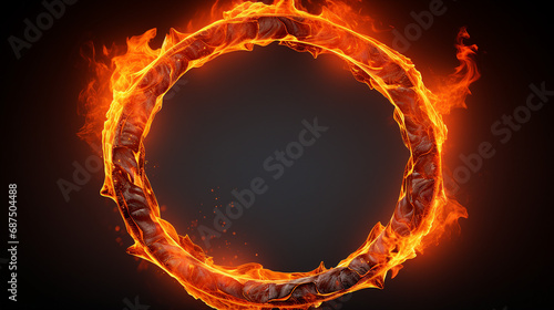Inferno's Embrace: Round Fiery Frame with Abstract Design - Captivating Circle of Burning Flame, Perfect for Hot and Fiery Concepts in Modern Art and Design.