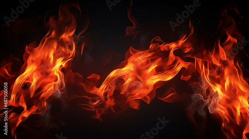 Fiery Collection: Dynamic Motion of Isolated Flames Burning in the Dark - Hot and Intense Fire Set for Energetic Backgrounds and Vibrant Designs.