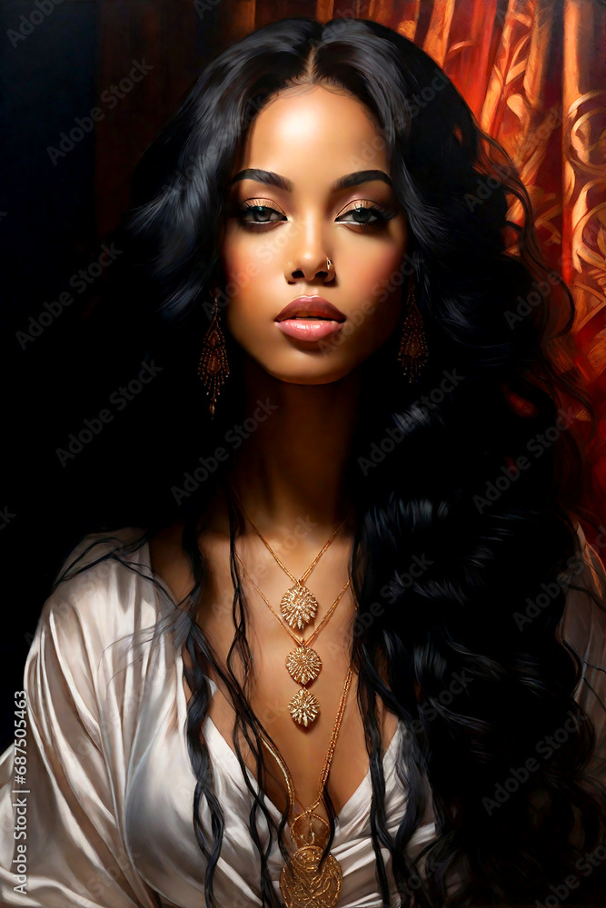 portrait of a woman with long hair portrait of a woman with long hair