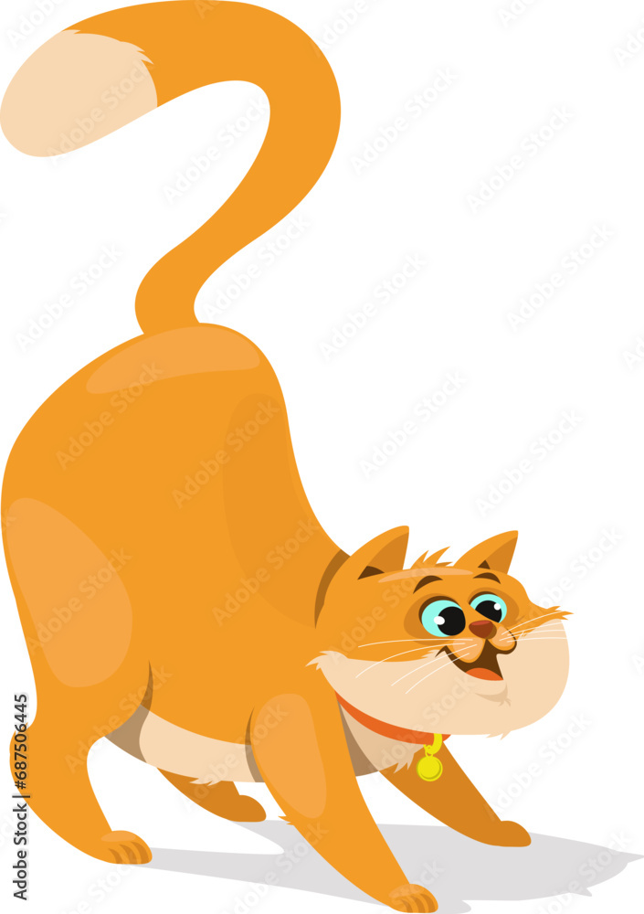 Fun playful ginger cat wants to play. Stock vector illustration Fun playful ginger cat wants to play. Stock vector illustration