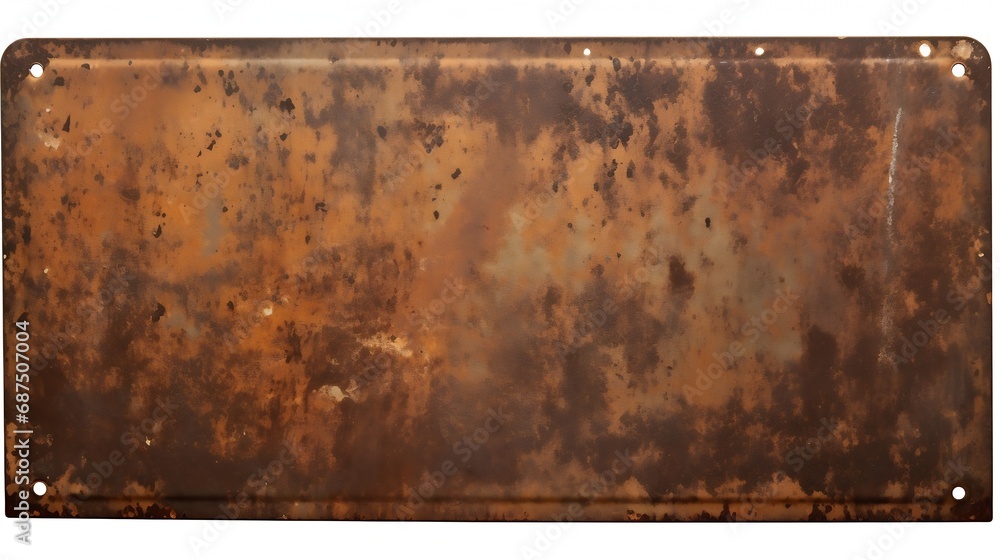 Antique vintage rusty enameled grunge metal sign or panel mockup or mock up template isolated on white background. Including clipping path : Generative AI - obrazy, fototapety, plakaty 