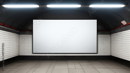 Blank billboard located in underground hall : Generative AI