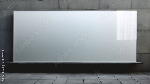 Blank silver glass signboard on textured wall mockup. Empty wal mounted signplate mock up. Clear outdoor plexiglass signage for hotel or store info mokcup template. : Generative AI © Generative AI