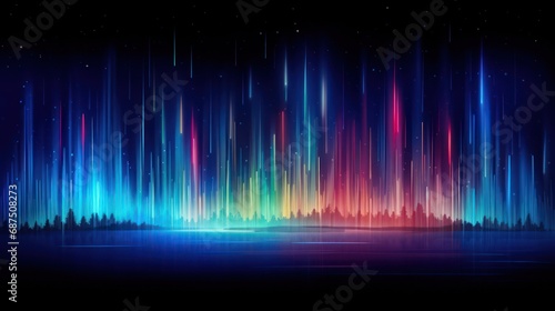 Beautiful Aurora in the night sky wallpaper background. Beautiful colorful astronomical wallpaper.
