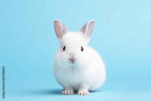 white rabbit on white background