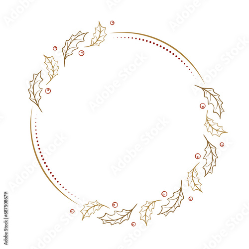 Vector round Christmas frame with red berries decoration