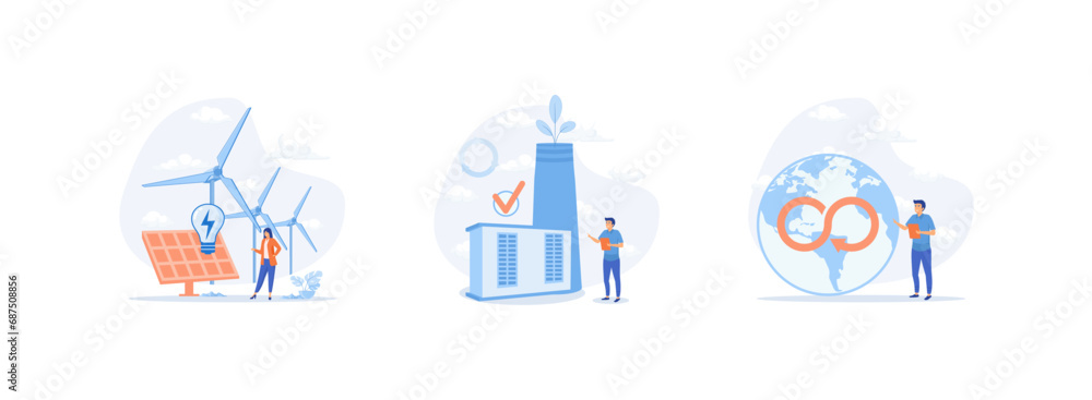 Circular economy, sustainable economic growth, natural resources. Circular economy set flat vector modern illustration Circular economy, sustainable economic growth, natural resources. Circular economy set flat vector modern illustration