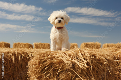 white dog on a grass