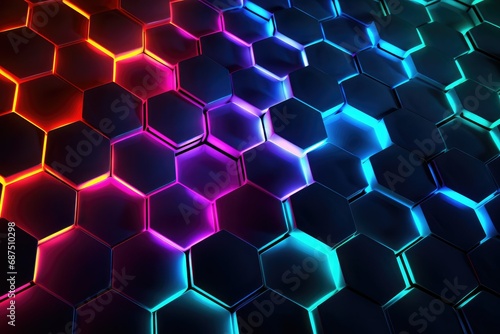Colorful Neon Hexagon Wallpaper with Futuristic Vibes