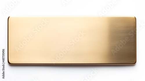 Close up shot of blank brass nameplate isolated over white background : Generative AI photo