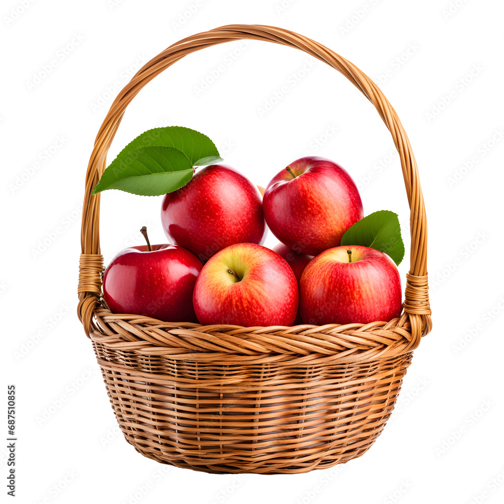Apples in a Basket Isolated on Transparent Background Apples in a Basket Isolated on Transparent Background