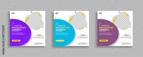 Trendy Editable Professional square creative business digital marketing agency and creative social media post template design or Promotion Corporate advertising Web Banner Ads